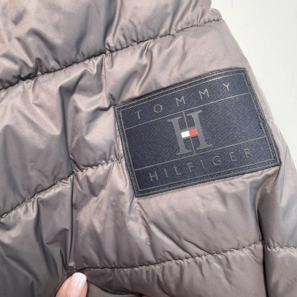 Tommy‎ Hilfiger Gray Full Zip Quilted Puffer Jacket M Classic Preppy